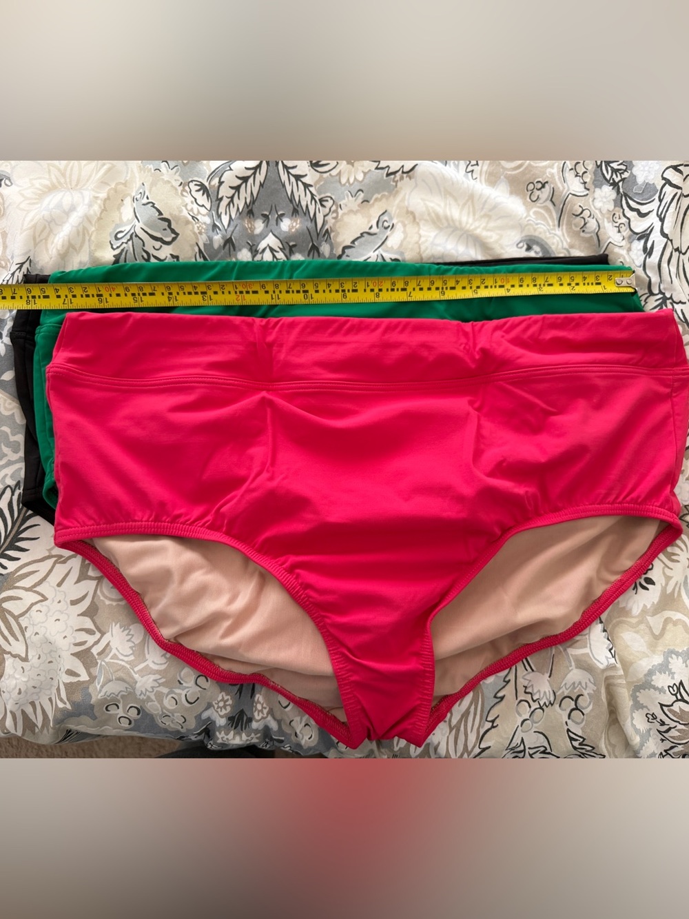Lands' End Womens' Swim Briefs in Hot Pink, Green & Black - Picture 3 of 3